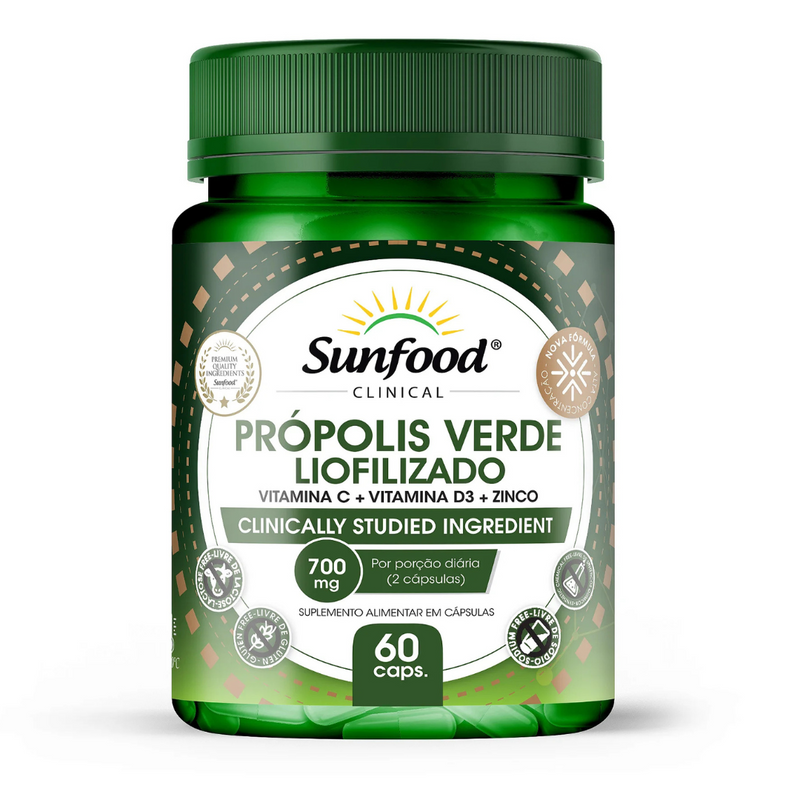 Própolis Verde Liofilizado Sunfood 700mg 60Caps