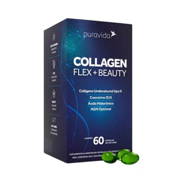 Suplemento Em Cápsulas Pura Vida Premium Collagen Flex Beauty Colágeno Em Pote De 60ml 60 Un