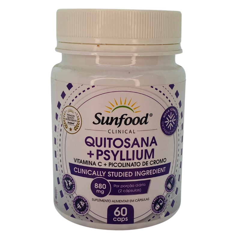 Quitosana + Psyllium Sunfood 880mg 60Caps