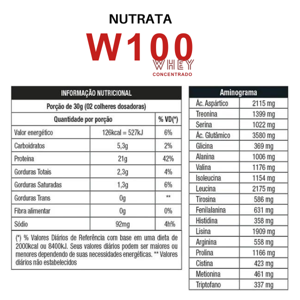 W100 Baunilha 900Gr Refil - Nutrata