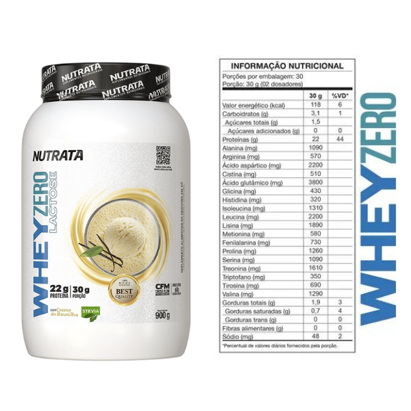 Whey Zero Lactose - 900g Baunilha - Nutrata