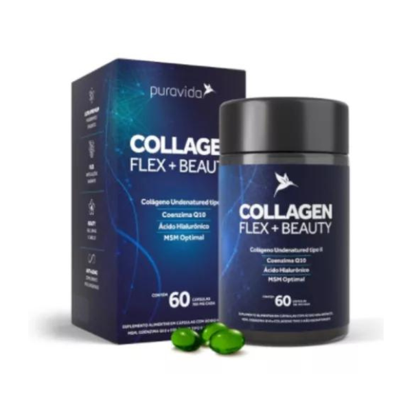 Suplemento Em Cápsulas Pura Vida Premium Collagen Flex Beauty Colágeno Em Pote De 60ml 60 Un