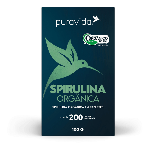 Spirulina Orgânica 200 Tablets 500mg Pura Vida