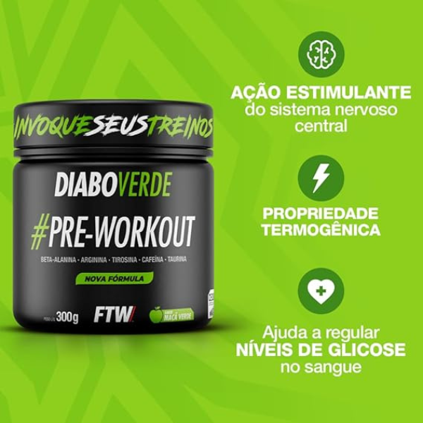 Pré Treino Diabo Verde Insano sabor Limão 300g - FTW