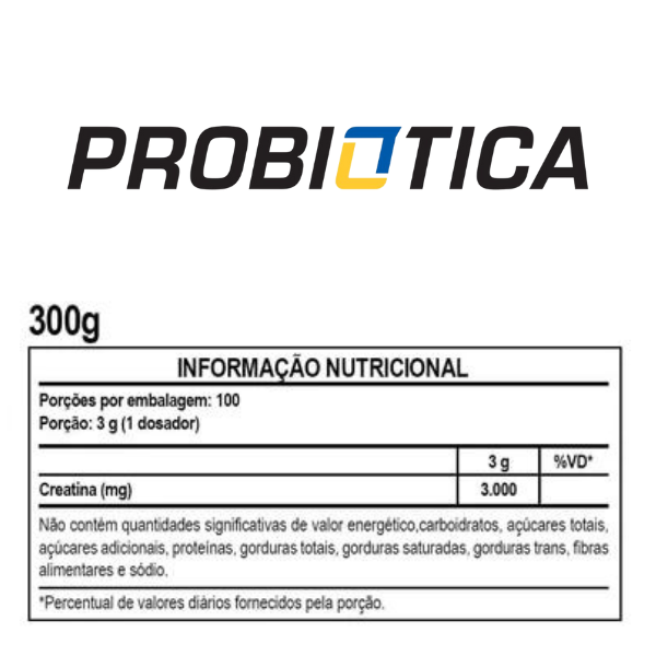 Probiótica Creatina Monohidratada Pura - 300G -