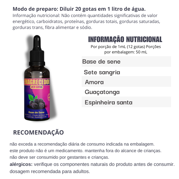 Emagrecedor Natural em Gotas - Fórmula Fitoterápica