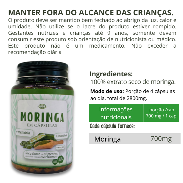 Moringa em Cápsulas - 120 Cápsulas