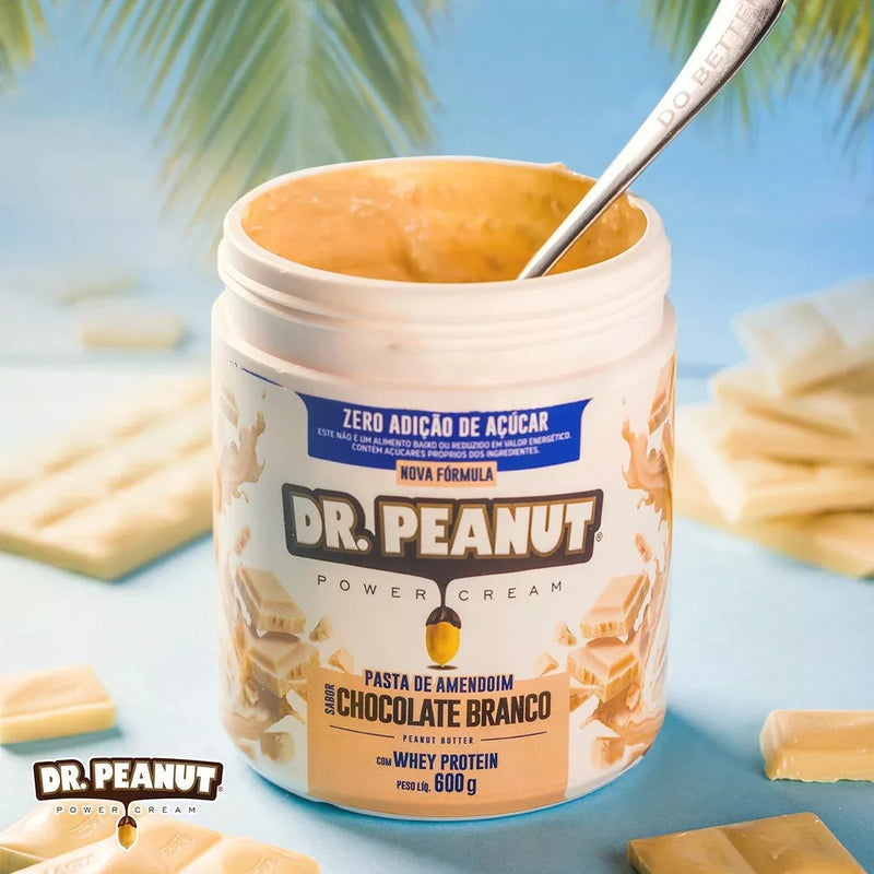 Dr. Peanut Pasta de Amendoim - Chocolate Branco com Whey (600g)