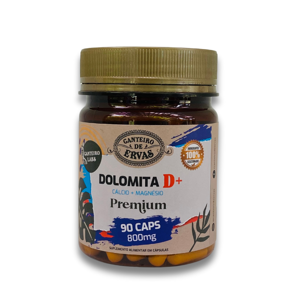 Dolomita D+ Cálcio + magnésio – Canteiro de Ervas, 800 mg por cápsula, 90 cápsulas